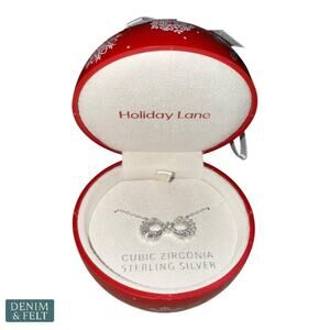 Holiday Lane Sterling Silver Cubic Zirconia Infinity Pendant Necklace Ornament
